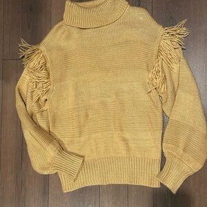 Fringed Turtleneck Sweater